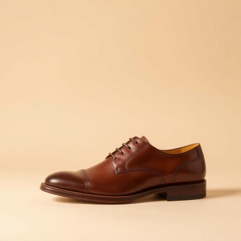 Brown leather Derby bespoke shoe with open lacing